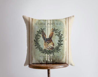 Hase | Vintage | Kranz | Kissenbezug | Bauernhaus Dekor | Wohnkultur | Zimmer dekor | Dekor Ideen | Rustikale Deko Ideen | Geschenk für sie