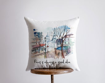 Paris is always a good idea | Audrey Hepburn | Pillow Cover | Throw Pillow | Pillow Cover | Travel Gifts | Gift for Friend | Gifts for Women