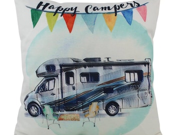Happy Camper | RV | Kissenbezug |  Camper Dekorationen | Kissen | werfen Vintage Camper | Camper Dekor | Wander Lust | Geschenkideen