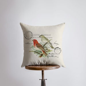 Postcard Birds | Pillow Cover | Bird Nest | Pillow | Farmhouse Decor | Home Decor | Throw Pillow | Gift for her | Cute Decor | Country Decor