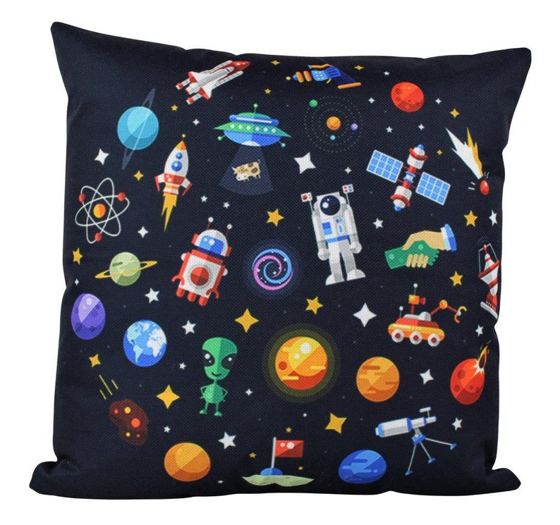Space Ships Aliens and Planets Pillow Rocket pillow case | Etsy