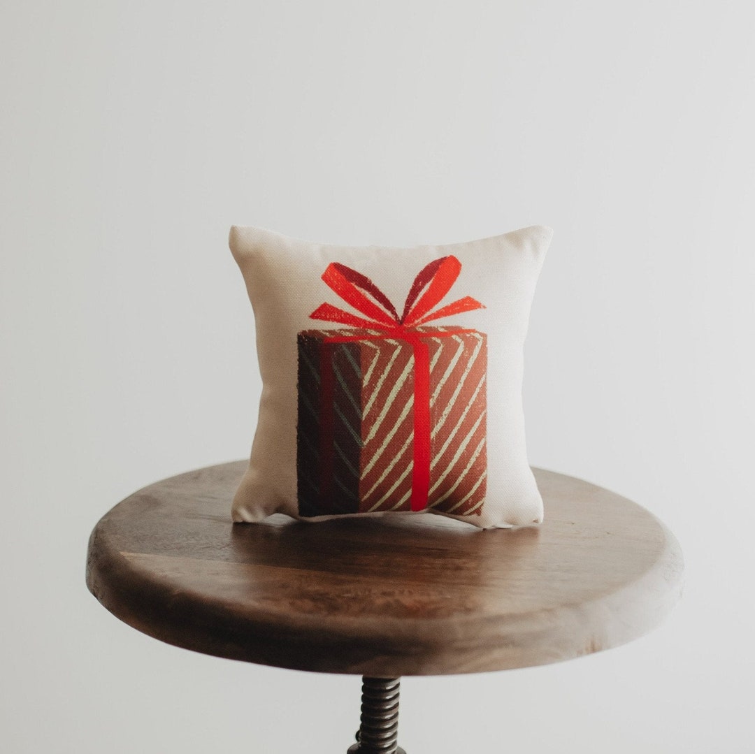 Nordic Mini Brown Striped Gift Throw Pillow Cover 8x8 Small Throw