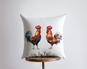 Watercolor Roosters | Gifts | Brid Prints | Bird Decor |Accent Pillow Covers | Throw Pillow Covers | Pillow | Room Decor | Bedroom Decor