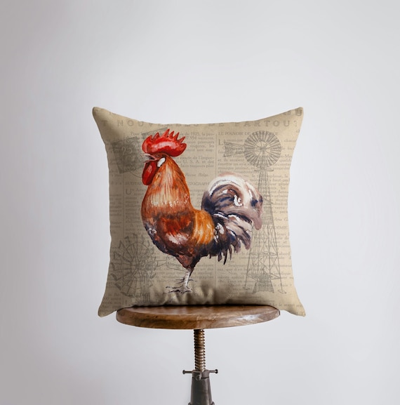 VHC Brands Farmhouse 14x22 Hen Chicks Pillow – Red Tan Stenciled, Cotton, Button Closure - View #4