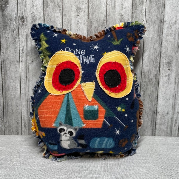 Handmade Flannel Owl ‘Owlejandro’ Stuffed Animal Whimsical