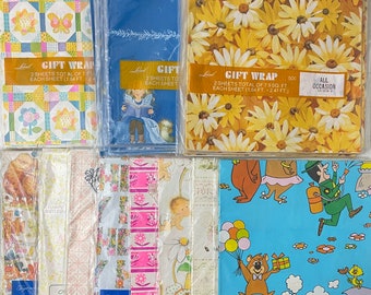 Vintage Gift Wrap 70’s Wrapping Paper Ephemera - Retro Paper - Many to choose from