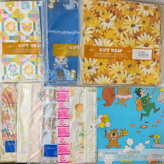 Vintage Gift Wrap 70’s Wrapping Paper Ephemera - Retro Paper - Many to choose from