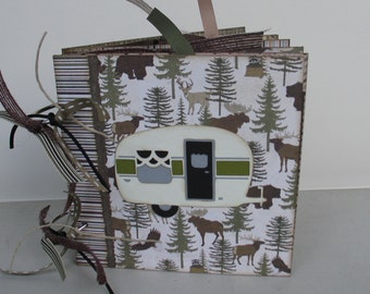 Outdoor Camping Hunting Fishing Scrapbook Photo Album Chipboard 6x6 Memory Book
