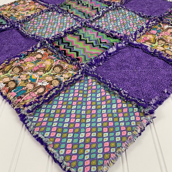 Handmade Rag Quilt Cuddle Blanket Lovey - Perfect for Newborns Littles Toddlers