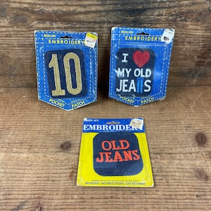 Vintage Iron On Patches, Rainbow Novelty Co., Embroidery Pocket Patches, Boho Hippie Retro Jean Denim Jacket Patch