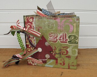 Christmas Scrapbook Photo Album Chipboard Memory Book 6x6 Shabby Vintage
