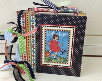 Mother Goose Scrapbook Photo Album 6x6 Chipboard Keepsake Memory Book Graphic 45