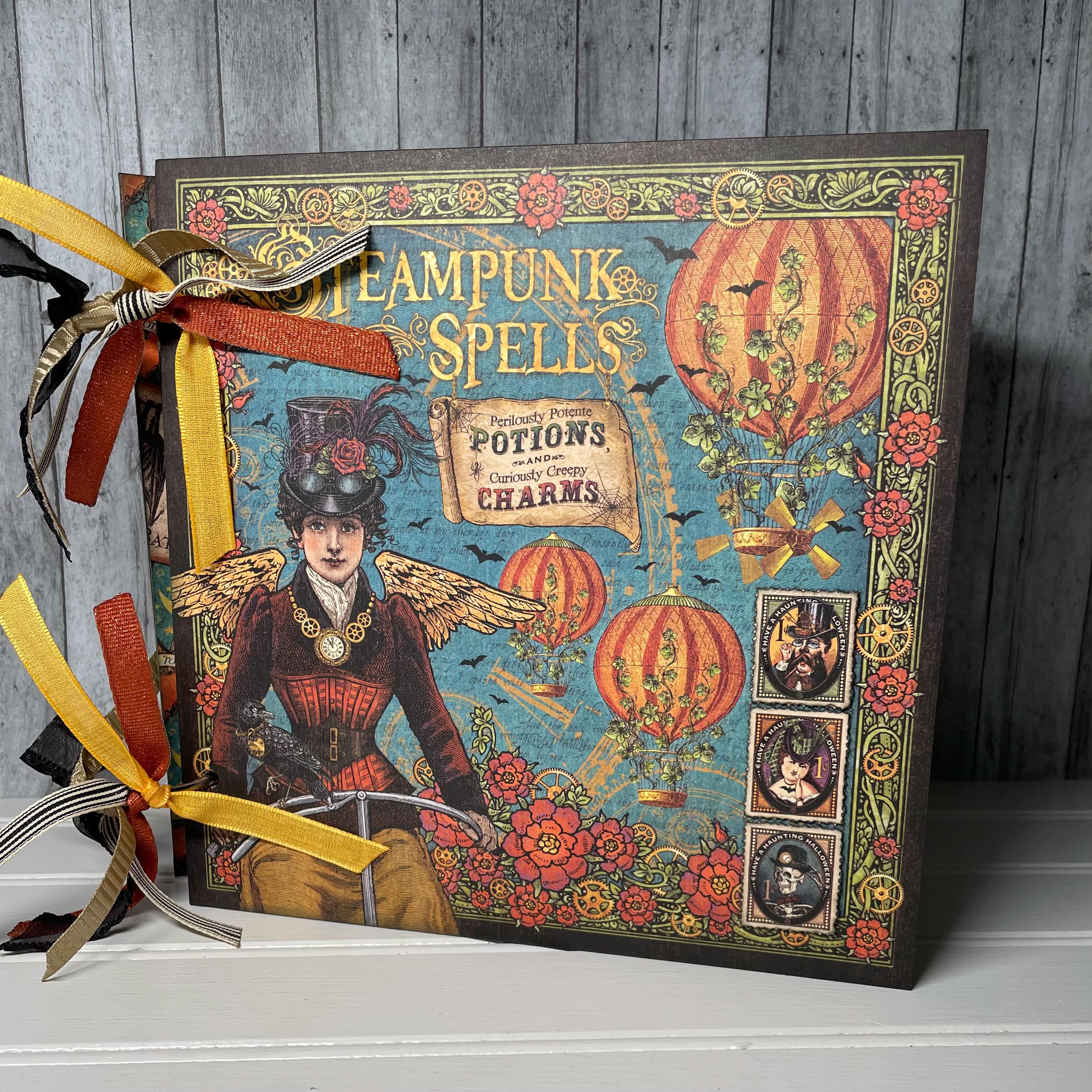 Halloween Chipboard Scrapbook Photo Album 8x8 Steampunk Spells Graphic 45