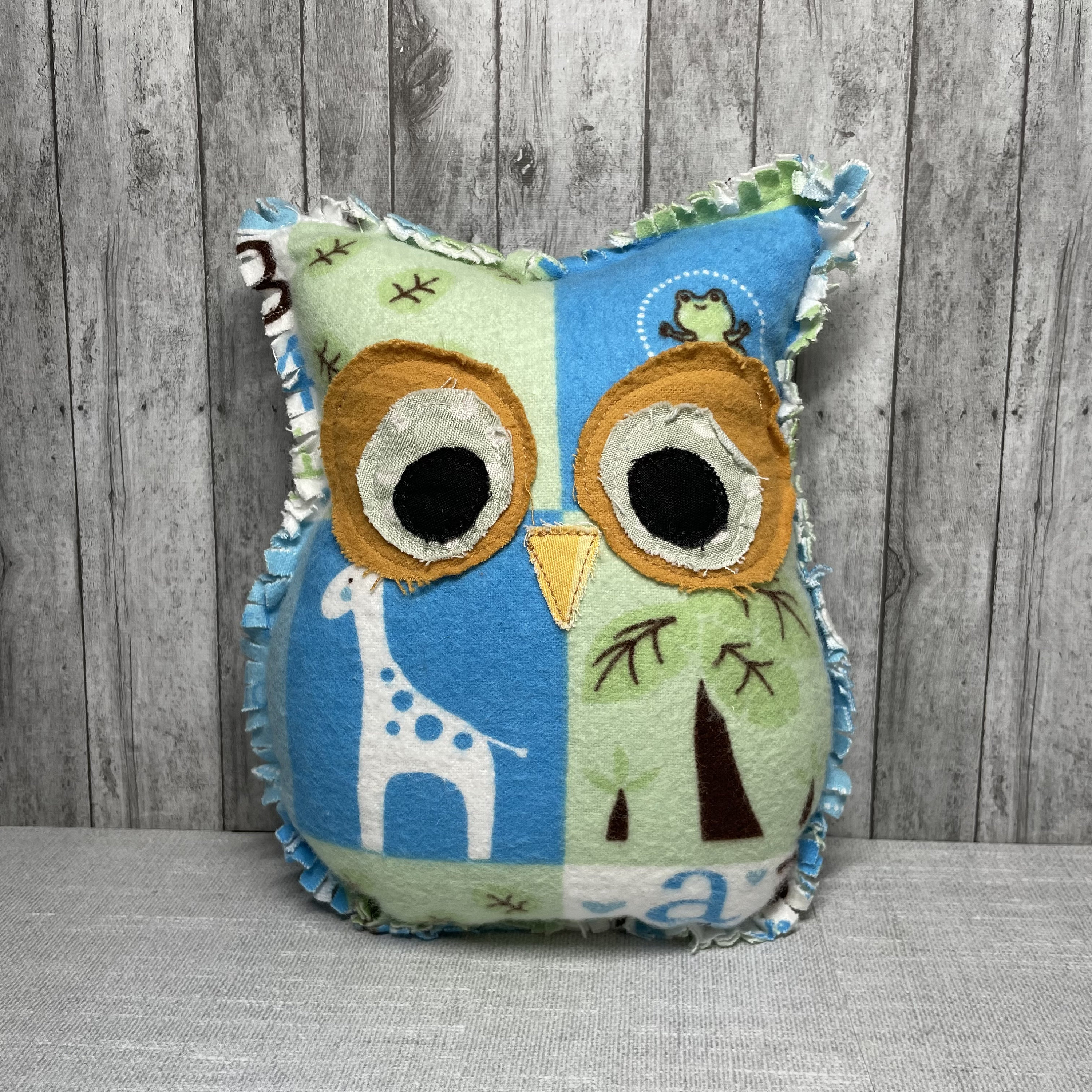 Handmade Flannel Owl ‘Owlbert’ Stuffed Animal Whimsical