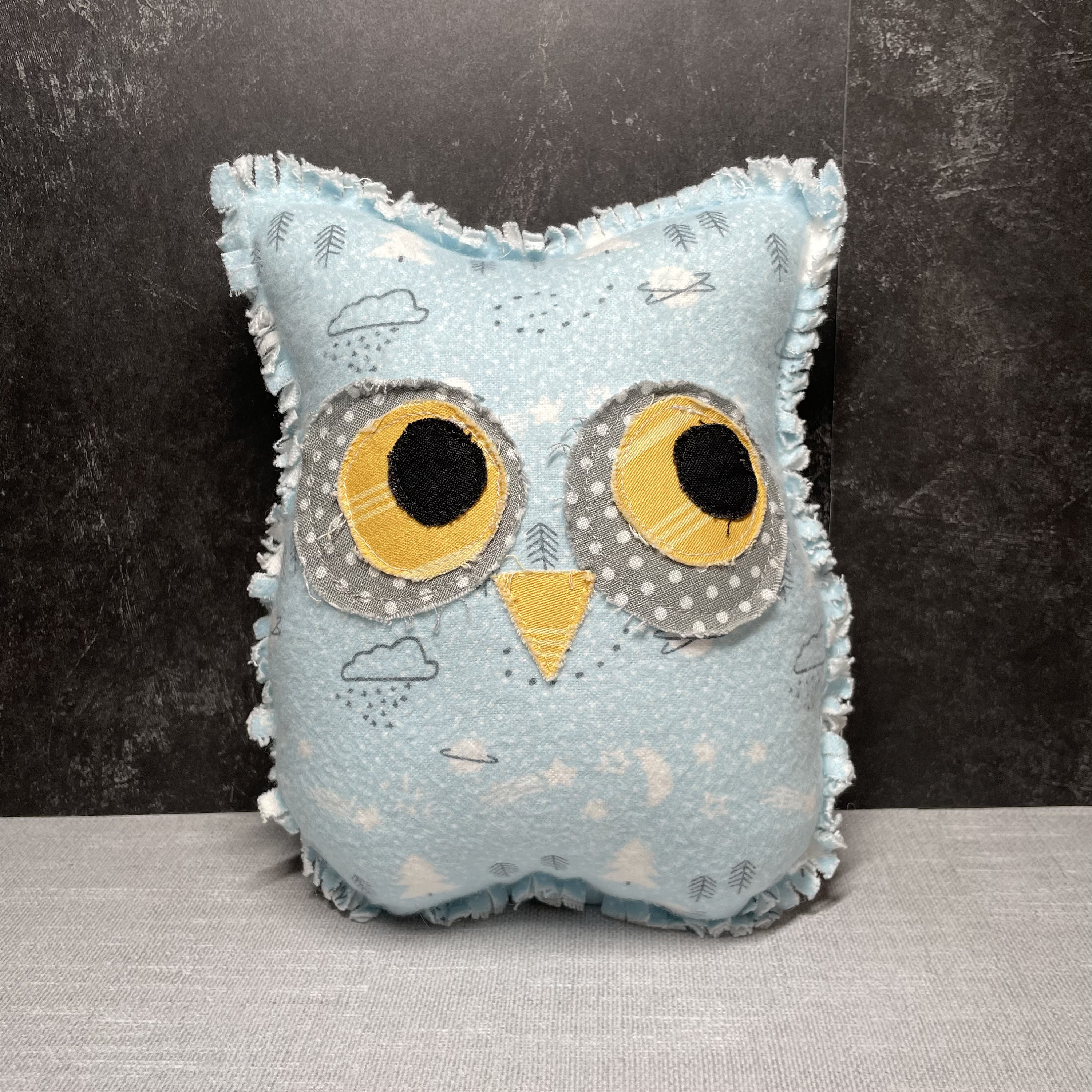 Handmade Flannel Owl ‘Owlfred’ Stuffed Animal Whimsical