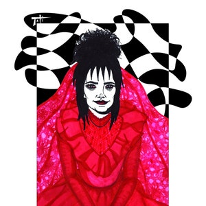 Lydia Deetz Kunstdruck / Beetlejuice inspiriertes Halloween Dekor / Gothic, Gruseliges Haus / Tim Burton Fan Geschenk