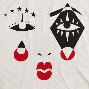 Harlequin Graphic Tank Top, Black & Red Screen Print, Cotton Blend image 4