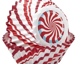 Candy Cane Mini Christmas Cupcake Liners Baking Cups Muffin Cups - Wilton Mini Cupcake Liners - Candy Cane Mini Cupcake Liners