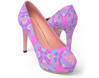 LOVE Platform Heels  Geometric Pattern for  Love