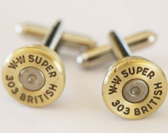 Bullet Cufflinks Winchester 303 British Cuff Links Bullet Shell Casings Steam Punk Victorian Wedding Police Groomsmen BEST PRICE AROUND