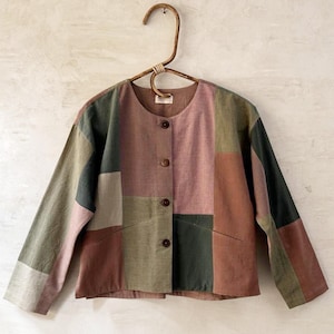 Upcycled Organic Cotton Patchwork Jacket, Handwoven Natural Dyes