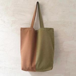 Handloomed Organic Cotton Tote Bag: Rust/ Sage Colourful Large Dual Shades Shopper