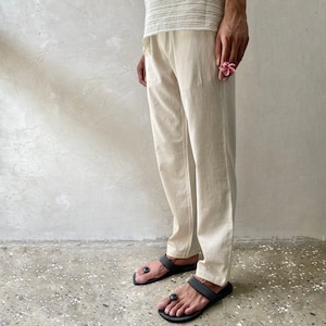 Pantalones de descanso de algodón orgánico tejidos a mano - Pantalones de hombre teñidos con tintes naturales