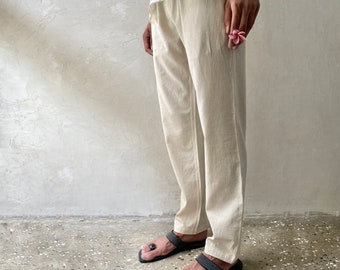 Men's Organic Lounge Pants, Handwoven, Handspun, Natural Dyes, Ready to Ship