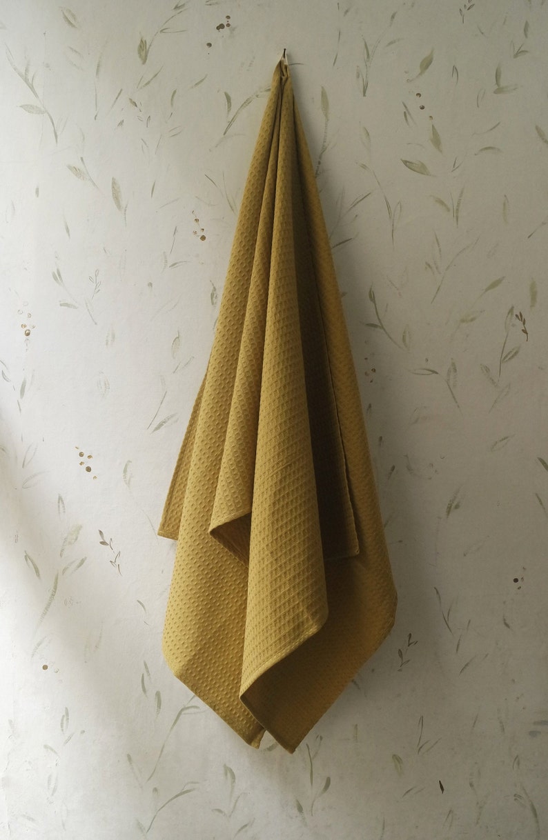 Organic Bath Towels, Honeycomb/ Waffle towels, Handwoven in Soft Organic Cotton, Ready to Ship image 4