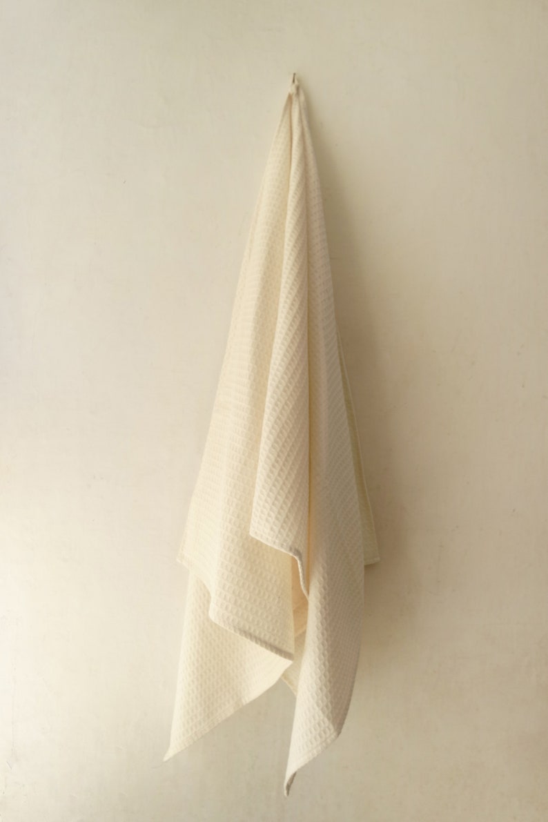 Organic Bath Towels, Honeycomb/ Waffle towels, Handwoven in Soft Organic Cotton, Ready to Ship image 6