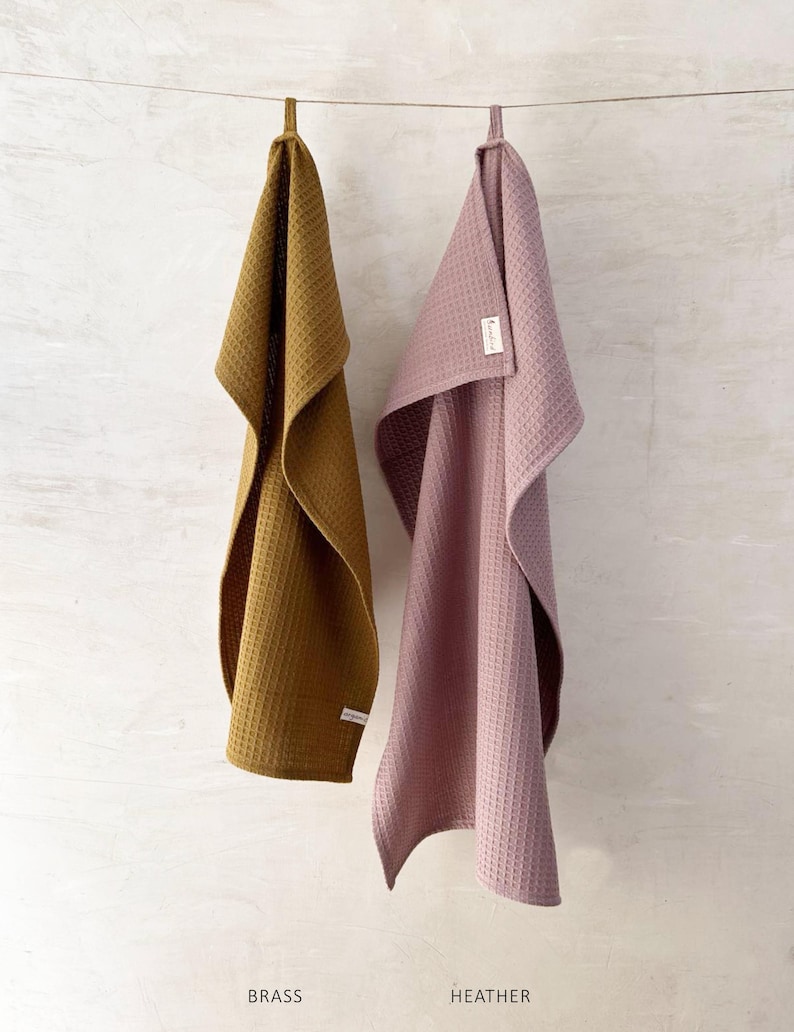 Set of 2 Handwoven Organic Cotton Honeycomb Hand Towels image 3