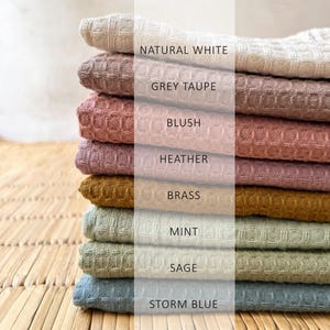 Set of 2 Handwoven Organic Cotton Honeycomb Hand Towels image 11