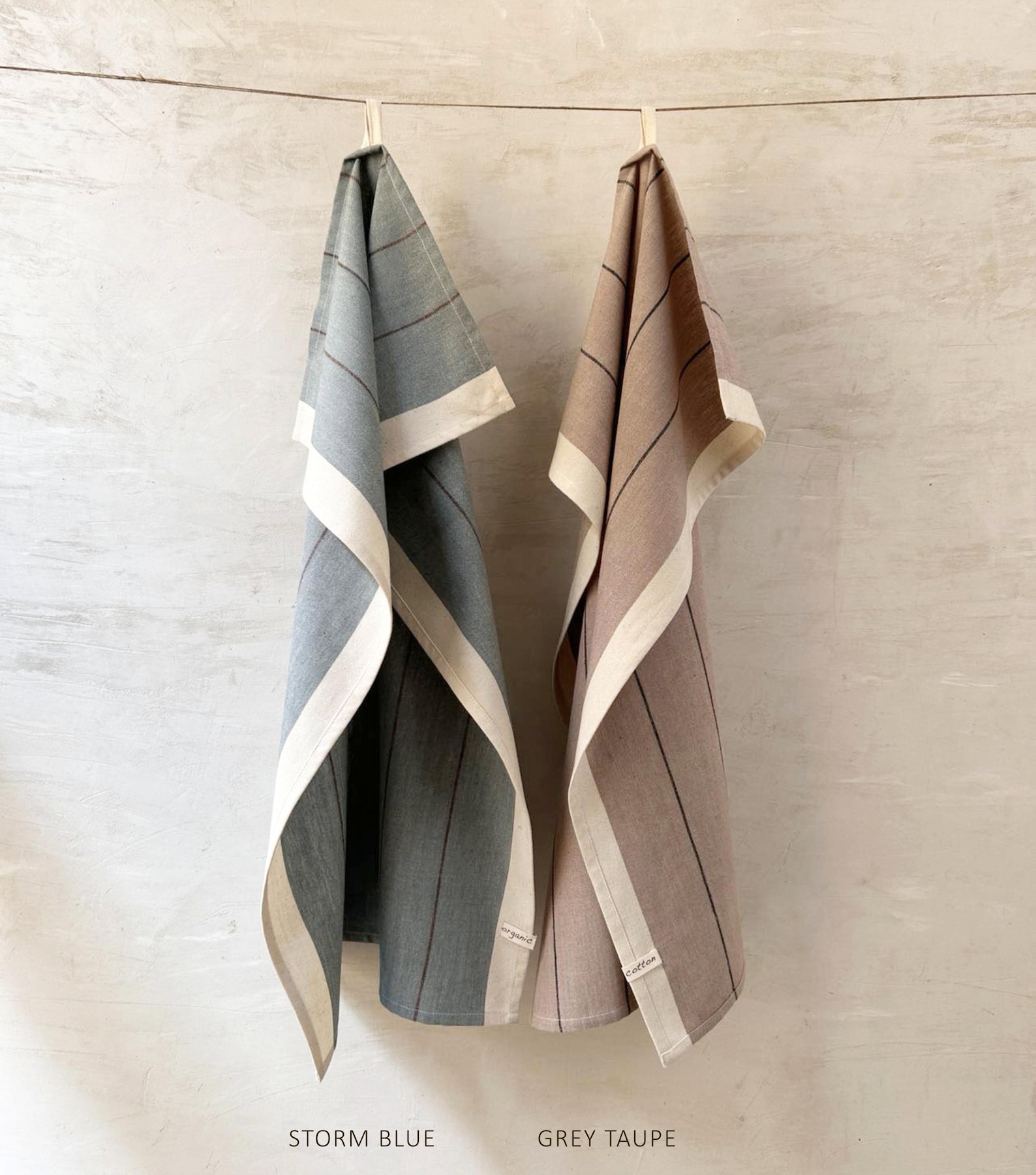 Handwoven Organic Cotton Kitchen Towels - storm blue