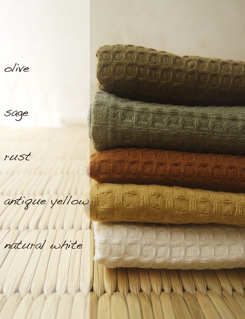 Organic Bath Towels, Honeycomb/ Waffle towels, Handwoven in Soft Organic Cotton, Ready to Ship image 2