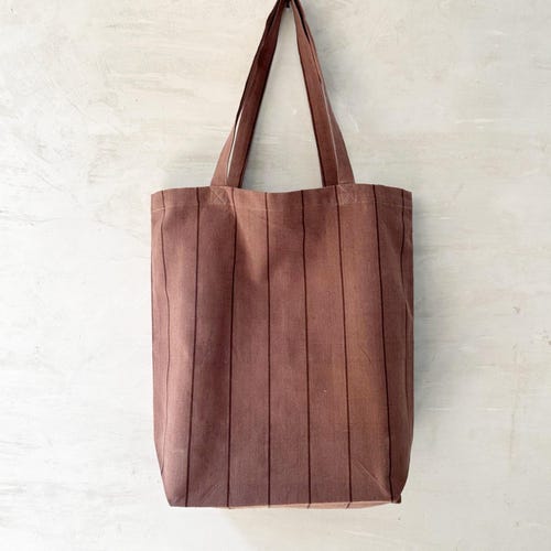 Handloomed Organic Cotton Tote Bag: Earth Toned Striped Shopper