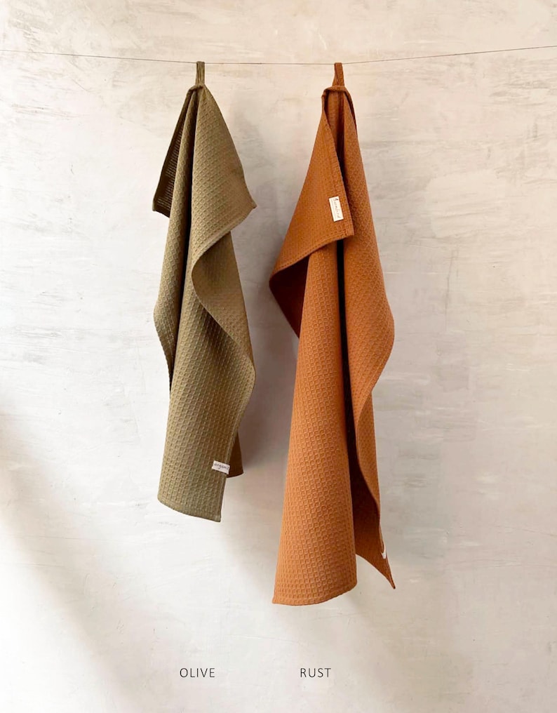 Set of 2 Handwoven Organic Cotton Honeycomb Hand Towels image 5