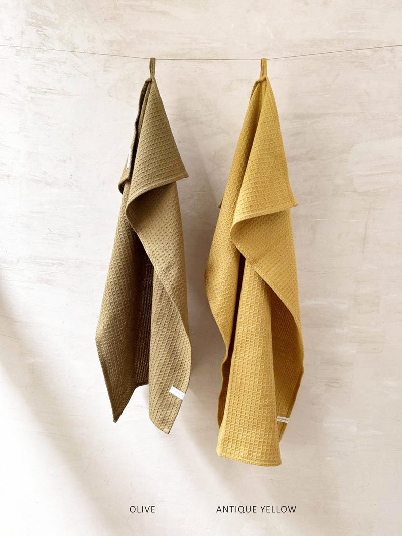 Set of 2 Handwoven Organic Cotton Honeycomb Hand Towels image 6