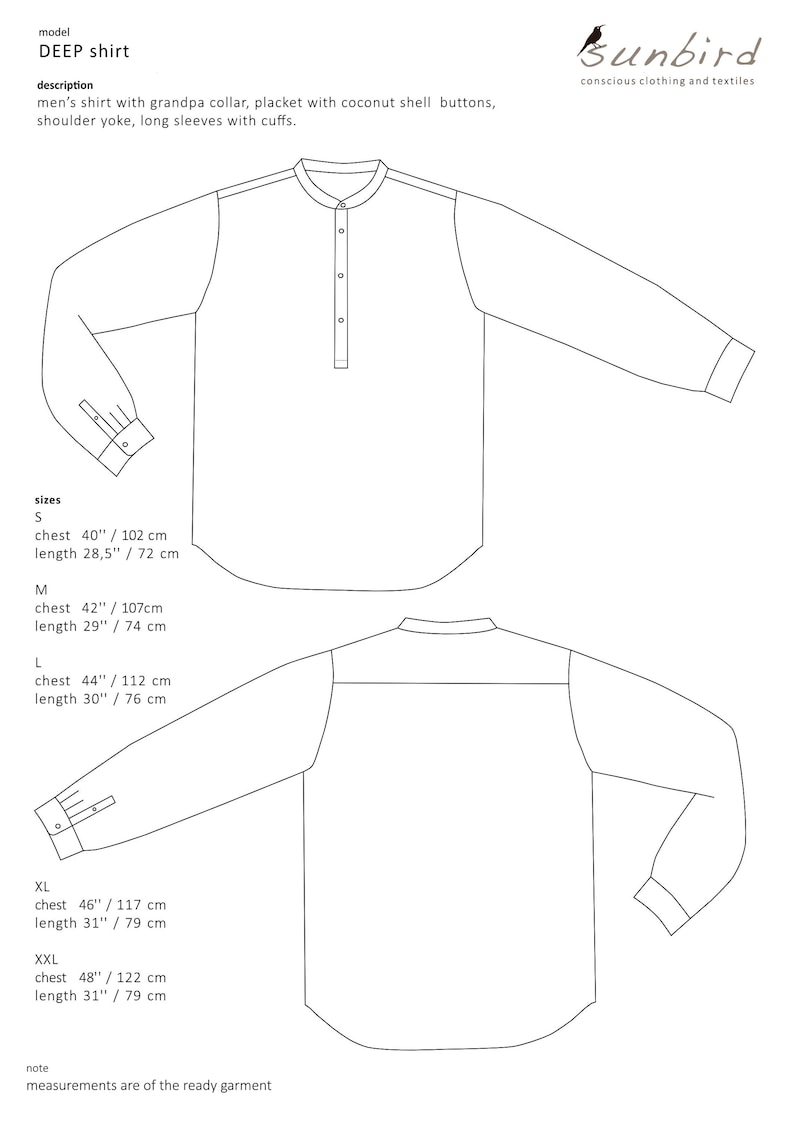 Organic Men's Shirt, Grandpa Collar, Handwoven, Men's Organic Cotton