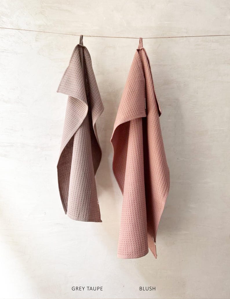 Set of 2 Handwoven Organic Cotton Honeycomb Hand Towels image 10