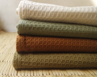 Organic Bath Towels, Honeycomb/ Waffle towels, Handwoven in Soft Organic Cotton, Ready to Ship