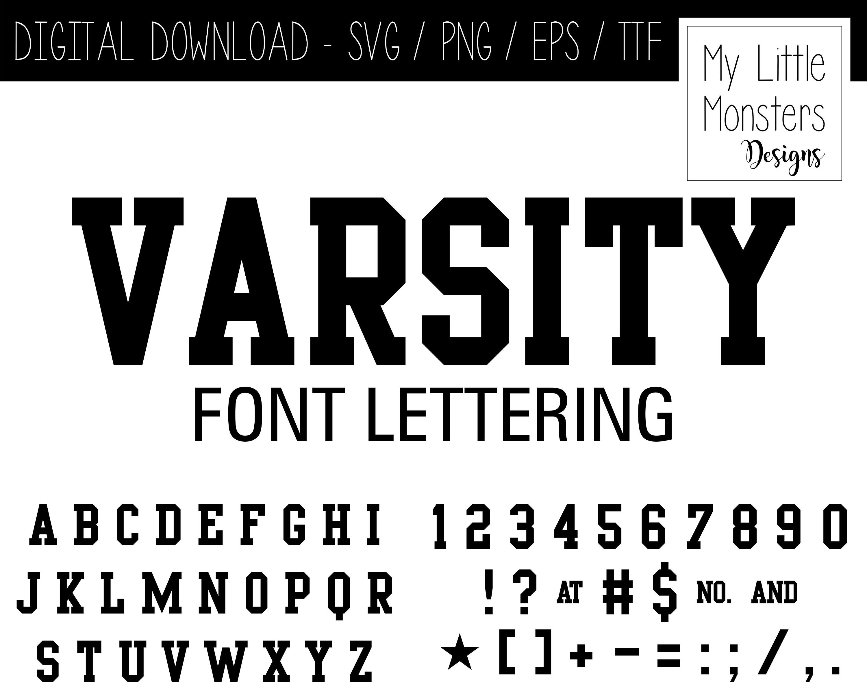 Varsity Font Svg Grunge Font Svg Outline Font Svg Varsity ...