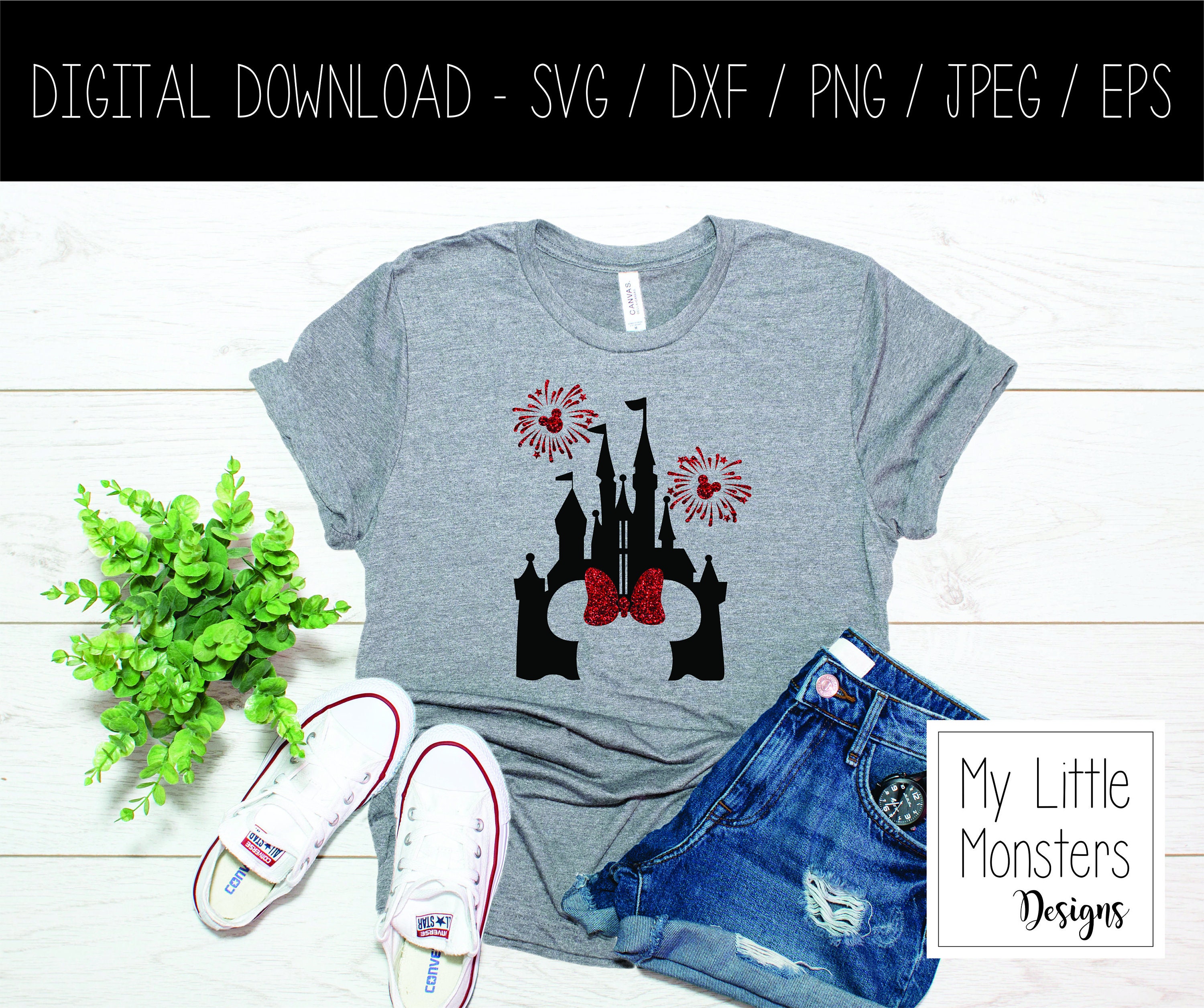 Download Disney Castle Fireworks Disney Minnie Mouse Ears svg | Etsy