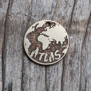 Personalized Pet Name Tag with Atlas-Inspired Design for Dogs and Cats.