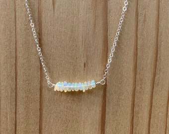 Australian Opal Bar Necklace Silver