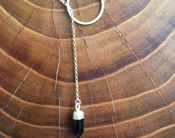 Onyx Silver Lariat Necklace