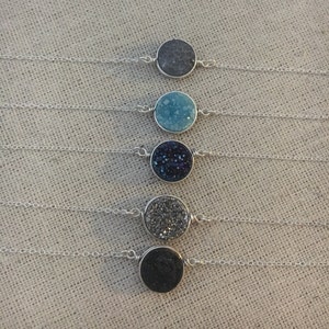 Sterling Silver 10mm Druzy Necklace: Choose Your Stone image 2