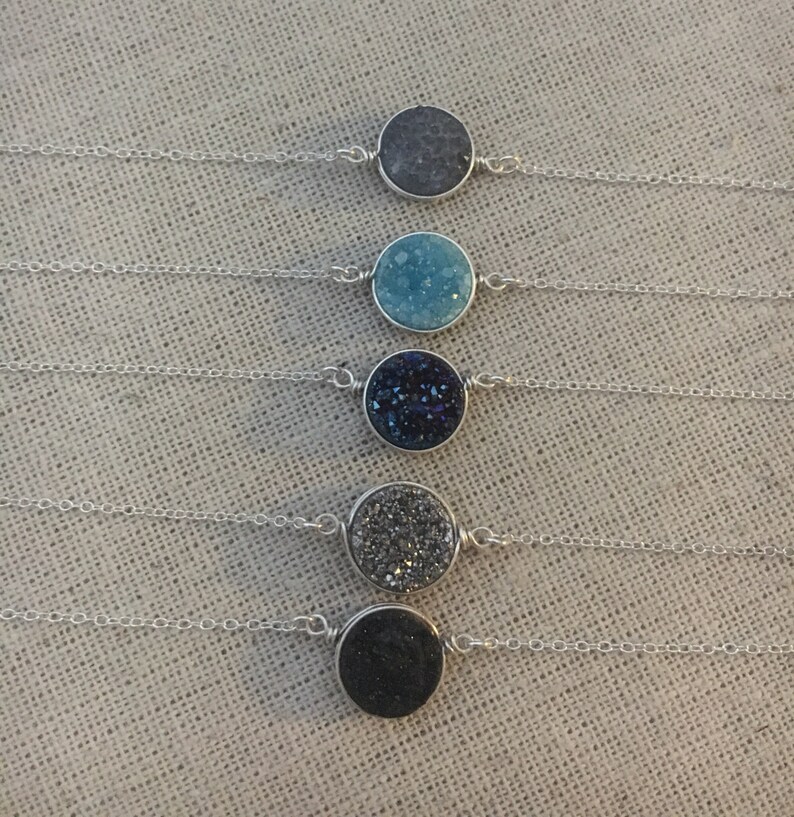 Sterling Silver 10mm Druzy Necklace: Choose Your Stone image 2