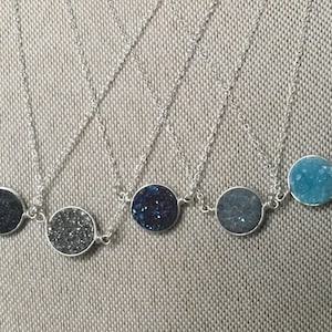 Sterling Silver 10mm Druzy Necklace: Choose Your Stone image 1