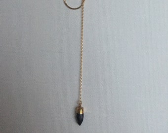 Onyx Gold Lariat Necklace