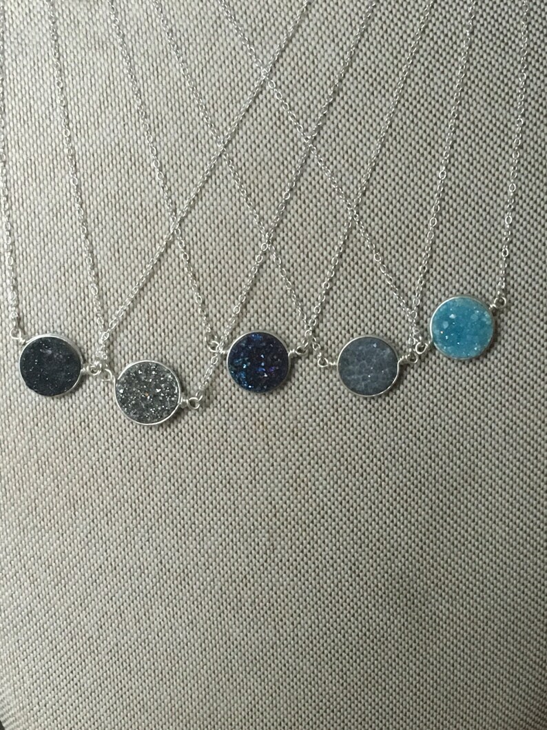 Sterling Silver 10mm Druzy Necklace: Choose Your Stone image 3